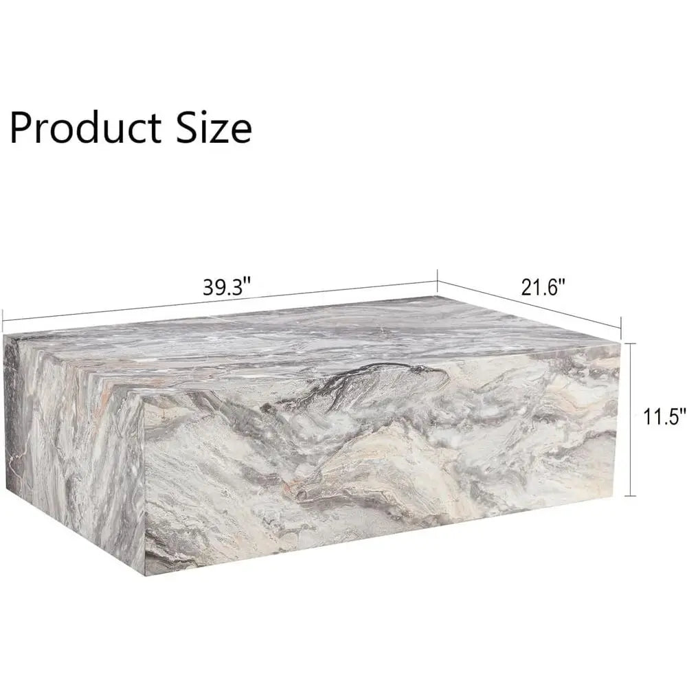 Coffee Table, Modern Faux Marble Living Room Table in Grey, Apartment
