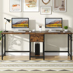 Two-Person Computer Desk with Drawers & Shelves