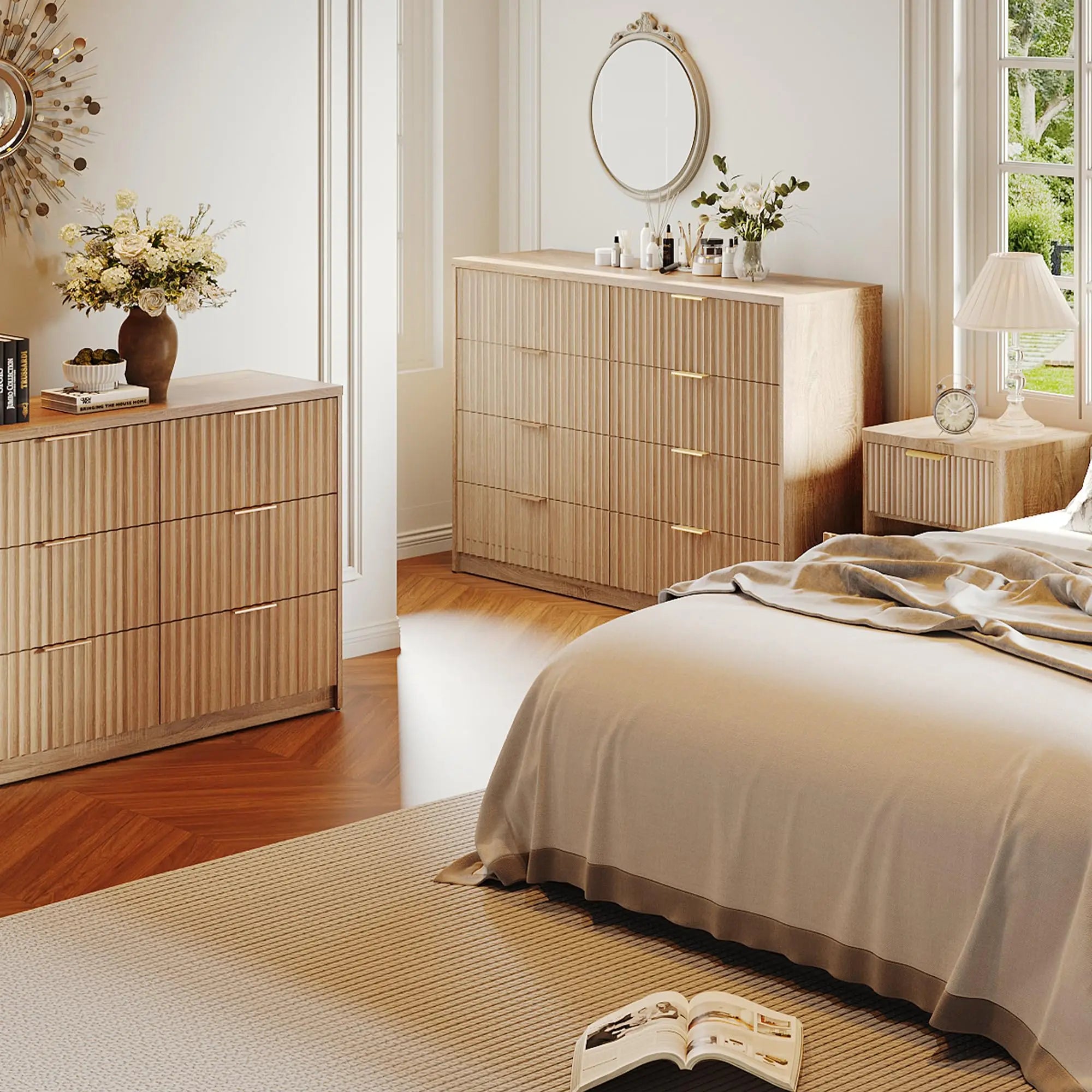 Fluted 8-Drawer Modern Dresser