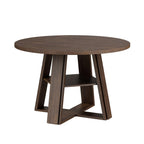 Modern Farmhouse 43'' Round Dining Table with Sturdy Wooden Pedestal, Extra Storage Shelf, Space-Saving for Kitchen & Dining Room, Seats 2-4，(Only table)