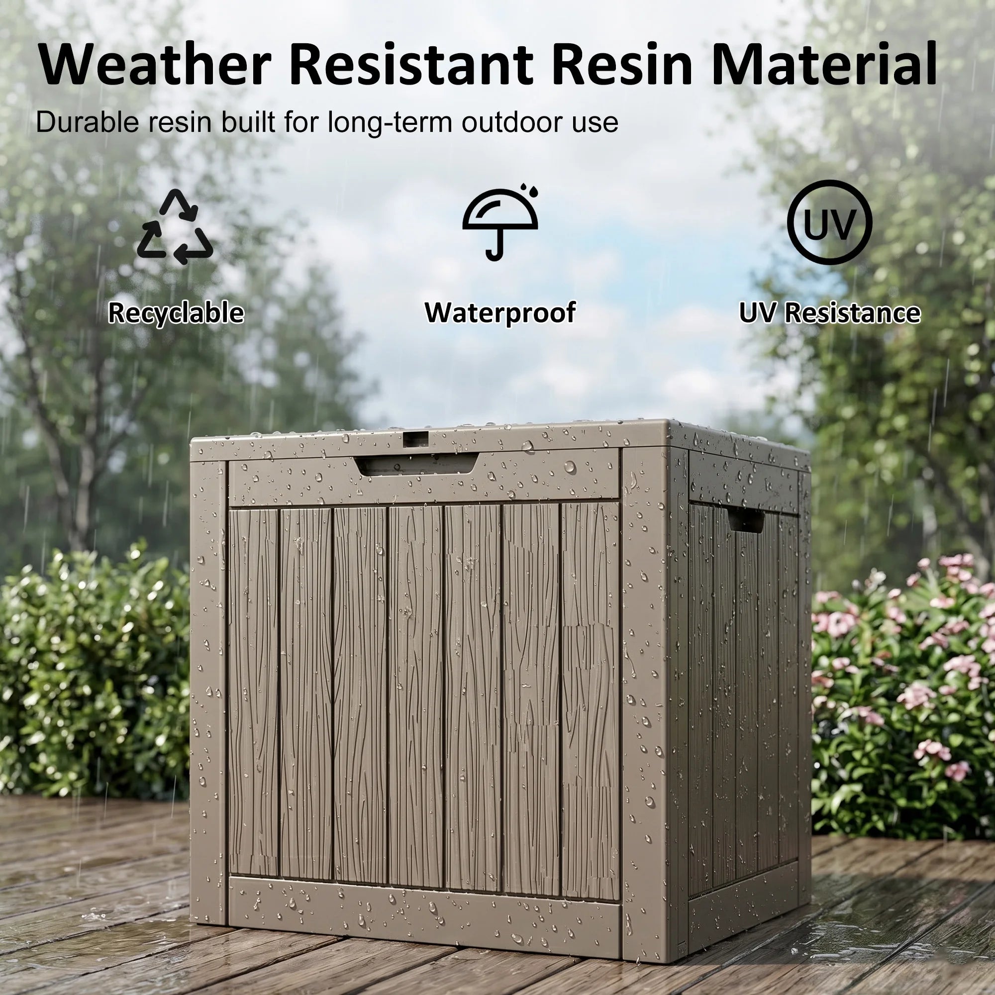 HarborGuard 30-Gallon Weatherproof Outdoor Resin Deck Storage Box