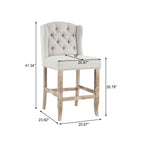 26.78'' seat height Vienna Contemporary Fabric Tufted Wingback Counter Stools, Set of 2, Beige