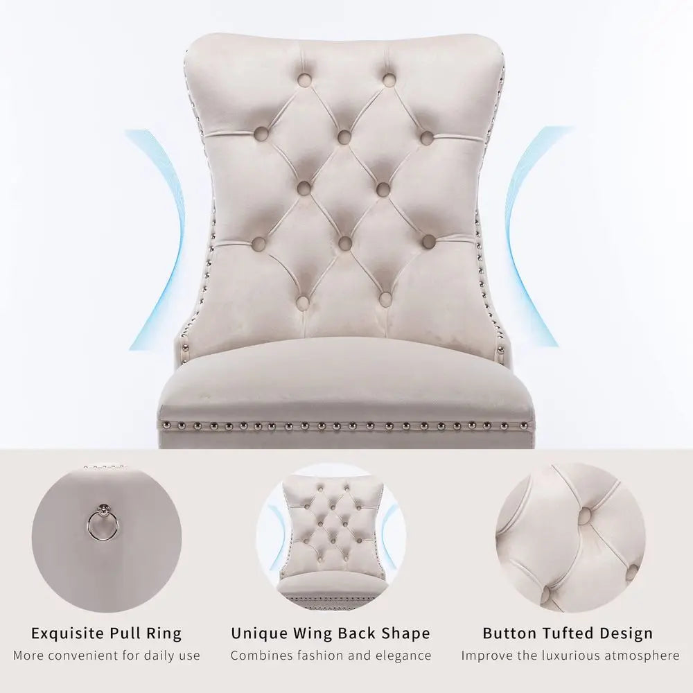 Luxe Haven Velvet Tufted Wingback Dining Chairs
