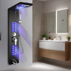 Shower Panel Tower with Rainfall, Waterfall & Massage Jets