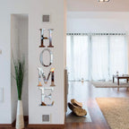 3D Home Wall Decor Letter Sign Acrylic Mirror Wall Decor Stickers Family Farmhouse Decals for Home Room Bedroom Mirror Decoration 47x 11.8 Inch(Silver)