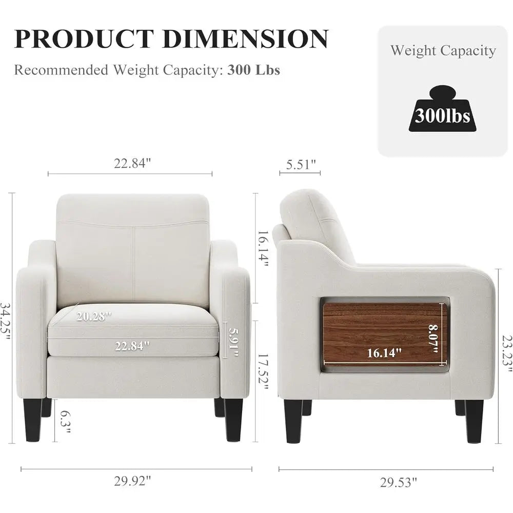 Living Room Chair, Accent Upholstered Armchair, Modern Single Sofa Chair for Bedroom Reading Corner, Comfy Lounge