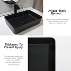 Obsidian Spa Stone Resin Vessel Sink with Waterfall Faucet Set