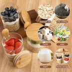 PurePantry 4-Piece Glass Food Storage Jar Set with Bamboo Lids & Spoons