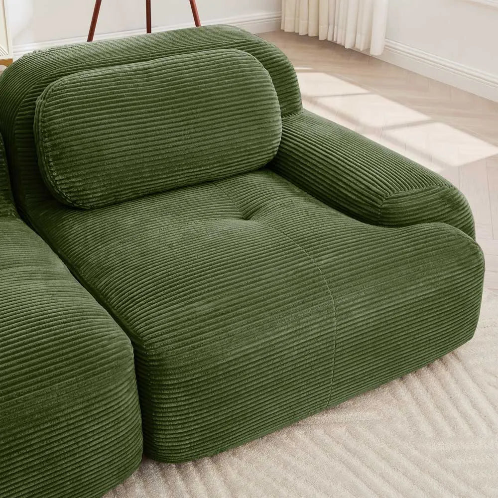 Lounge 82" Corduroy Modular Loveseat – Curved 2-Seat Cloud Sofa