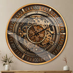 Heritage Steampunk Gear Wall Clock – 24 Inch Antique Gold