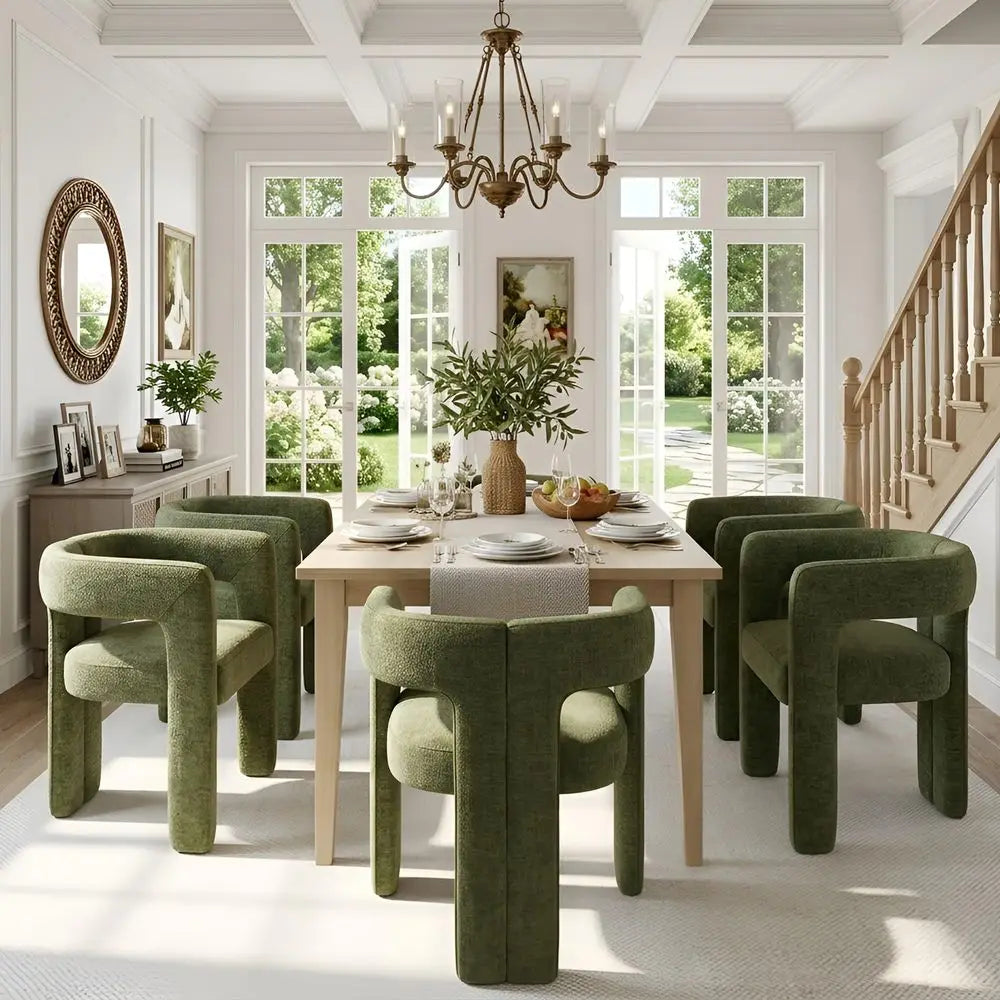 Emerald Grove Chenille Barrel Dining Chairs