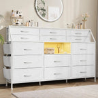 14-Drawer Fabric Storage Dresser with Wooden Top