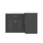 L-Shaped Kitchen Pantry Cabinet with 4 Doors, 2 Drawers, Open Storage & Spacious Countertop