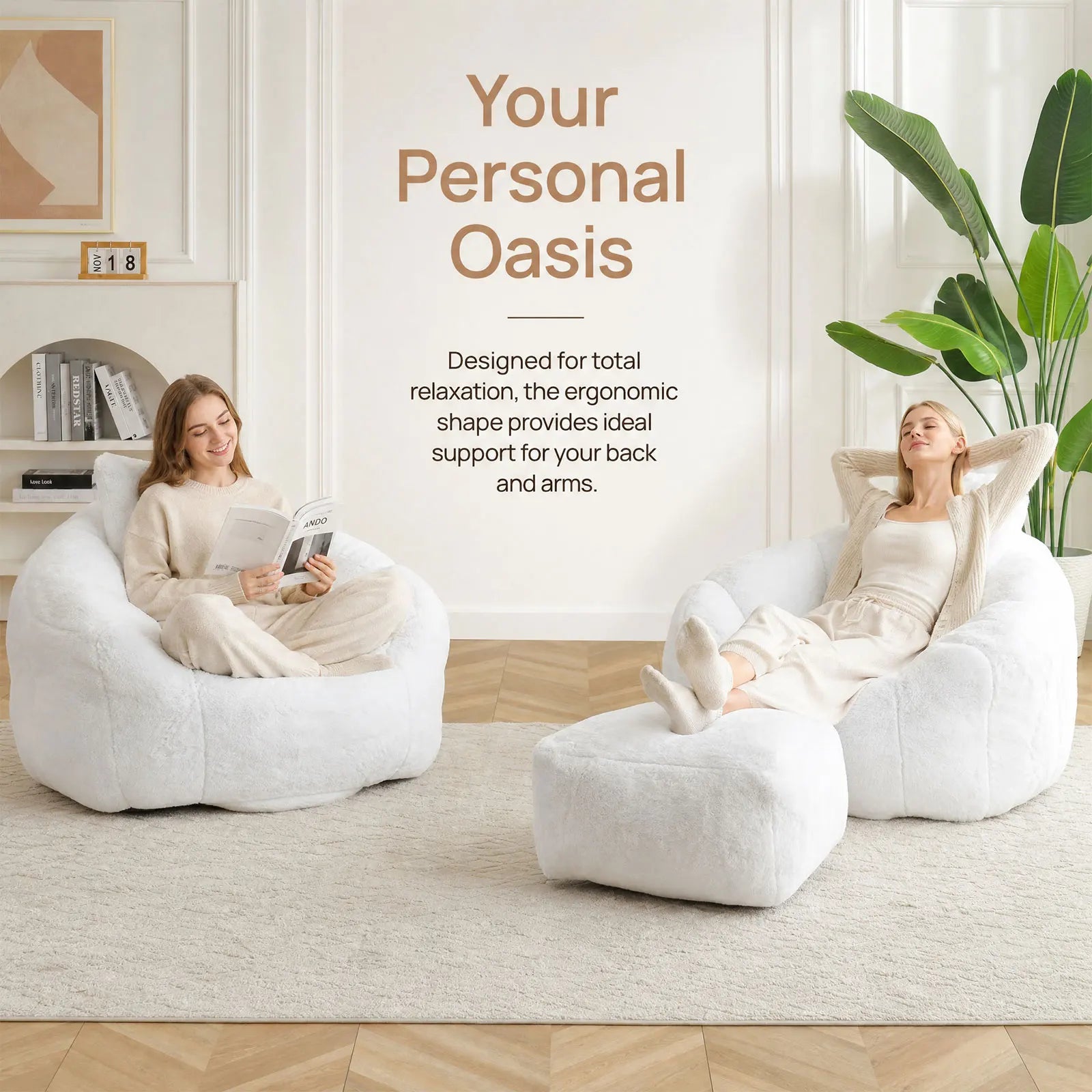 CloudNest Teardrop Bean Bag Chair with Ottoman