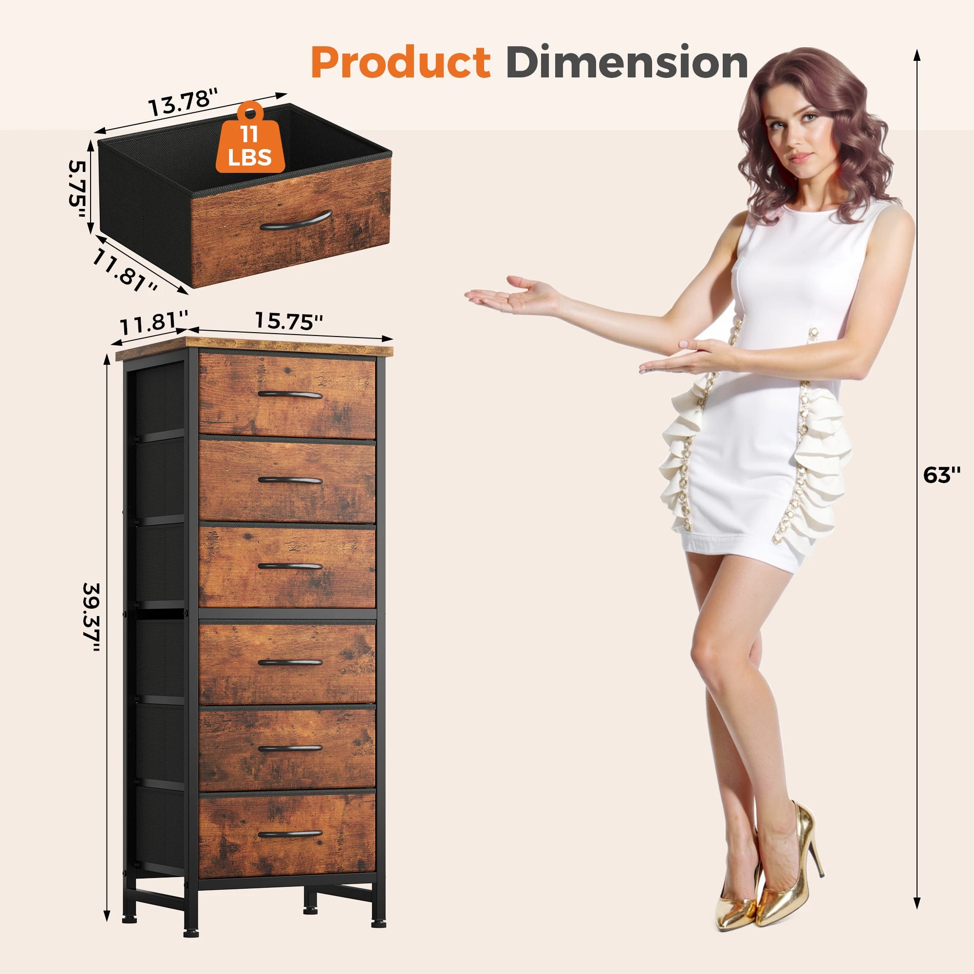 HavenNest Slim 6-Drawer Fabric Storage Dresser