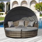 HavenHarbor Convertible Outdoor Daybed Lounge Set with Retractable Canopy
