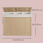 Laundry Hamper with 3 Sections, Large 36.98 gal Rolling Laundry Basket with Wheels, Rattan Clothes Basket with Lid And Removable Liner with Handles, Laundry Baskets