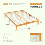Solid Pine Wood Platform Bed Frame