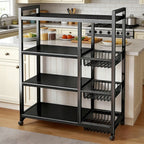 4-Tier Rolling Storage Rack with 3 Baskets