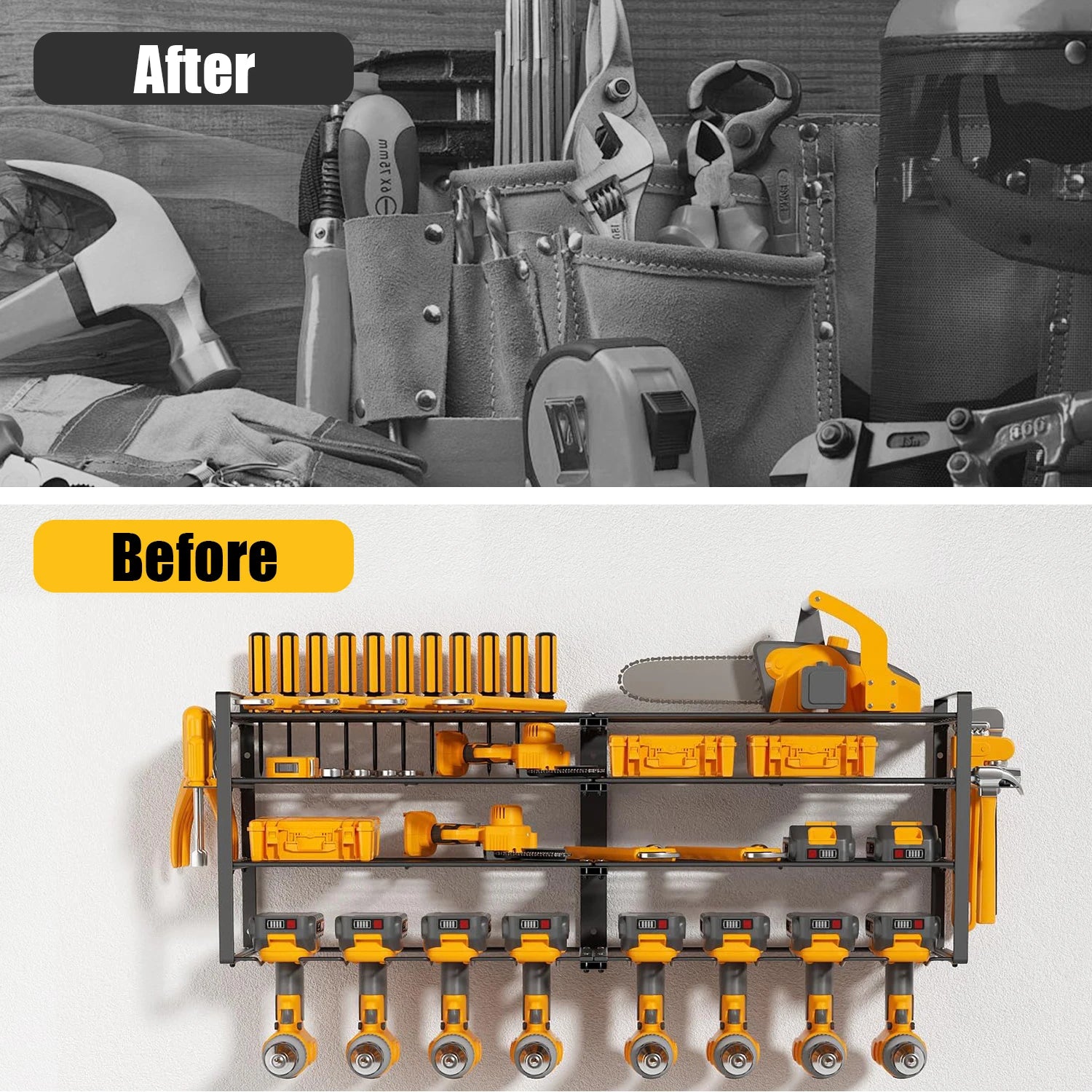 Titan Workshop 4-Tier Wall-Mounted Power Tool Organizer with 8 Drill Holders