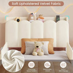 Twin Velvet LED Platform Bed with Storage & Guardrails
