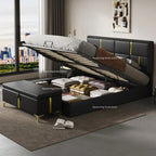 Queen Upholstered Hydraulic Storage Bed & Ottoman Set