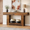 Tribesigns 160 cm Console Table, Farmhouse 2-Tier Entryway Table with U-Shaped Base, Narrow Wood Sofa Table Behind Couch Table