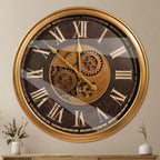 Heritage Steampunk Gear Wall Clock – 24 Inch Antique Gold