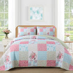 Haven Meadow Boho Floral Quilt Set – 3 Piece