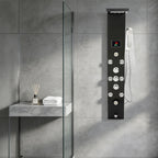 6-Function LED Shower Panel Tower with 8 Massage Jets – Black