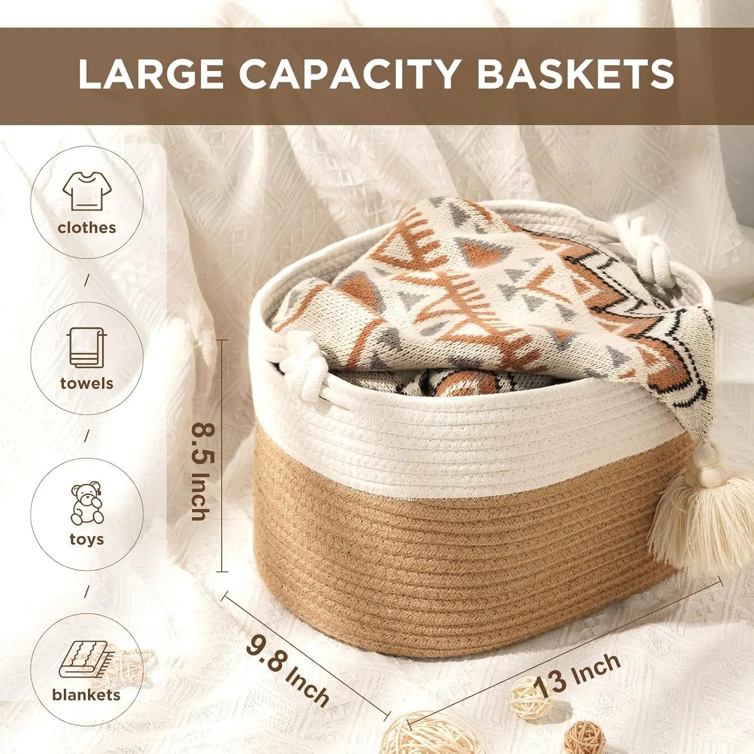 Willow Haven Woven Jute Storage Basket Set