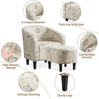Compact Fabric Accent Chairs with Ottoman for Small Spaces, Perfect for Living Room and Bedroom