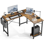 L-Shaped Corner Computer Desk with CPU Shelf & Side Storage