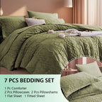 Green Striped Cut-Tufted Comforter Set