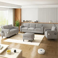 Light Grey Linen Living Room Sofa Set