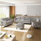 Light Grey Linen Living Room Sofa Set