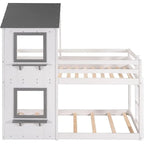 White Twin Over Twin Cottage House Bunk Bed