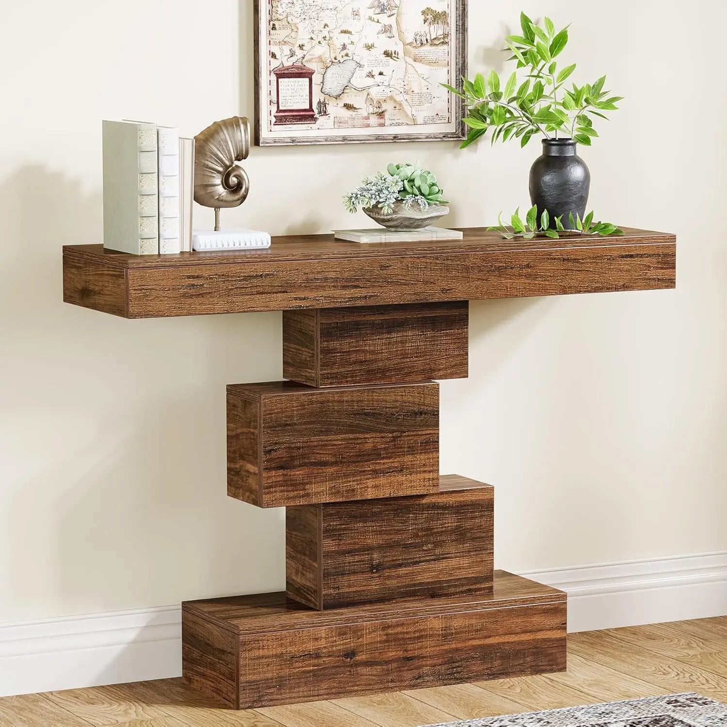 Hearthstone Geometric Farmhouse Console Table