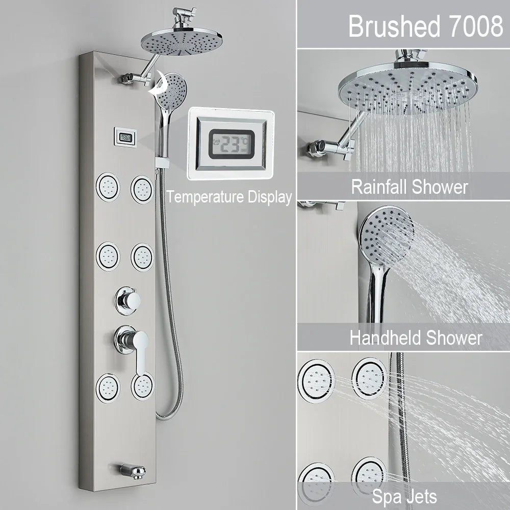 Cascade Spa Luxury Shower Panel System with LED Temperature Display