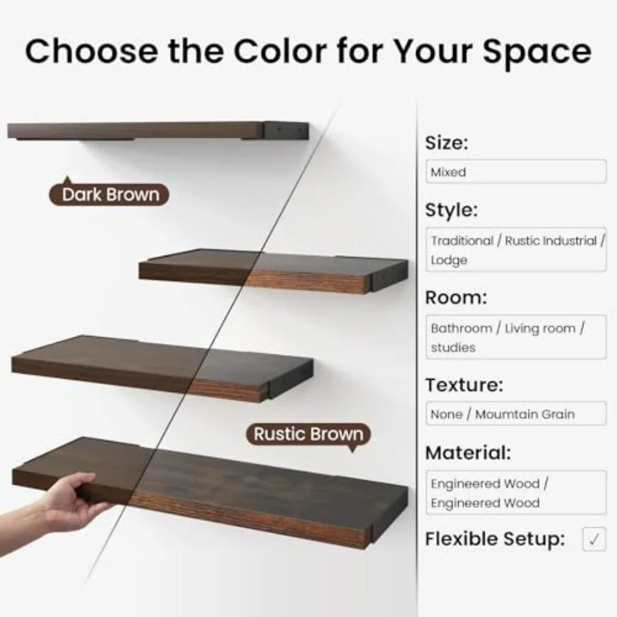 Heritage Rustic Wall Shelf Collection – Triple Tier Floating Display Shelf