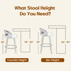Swivel Bar Stools, Modern Wood Frame with Rattan Back, PU Leather Seat for Kitchen Counter & Bar Table - Set of 2