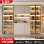 Modern Pine Sideboard Cabinet with Glass Doors