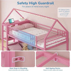 Twin Over Twin House Bunk Bed with 6 Drawers, Storage & Lights