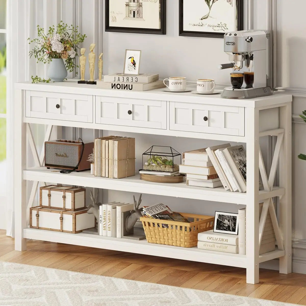 Heritage Farmhouse Console Table with 3 Drawers