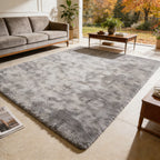 Tie-Dye Dark Gray Plush Shag Area Rug
