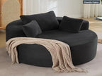 Oversized Bean Bag Chair 43 Inch Round Chenille Fabric Compressed Sofa Lounge with Pillows Black Living Room Bedroom