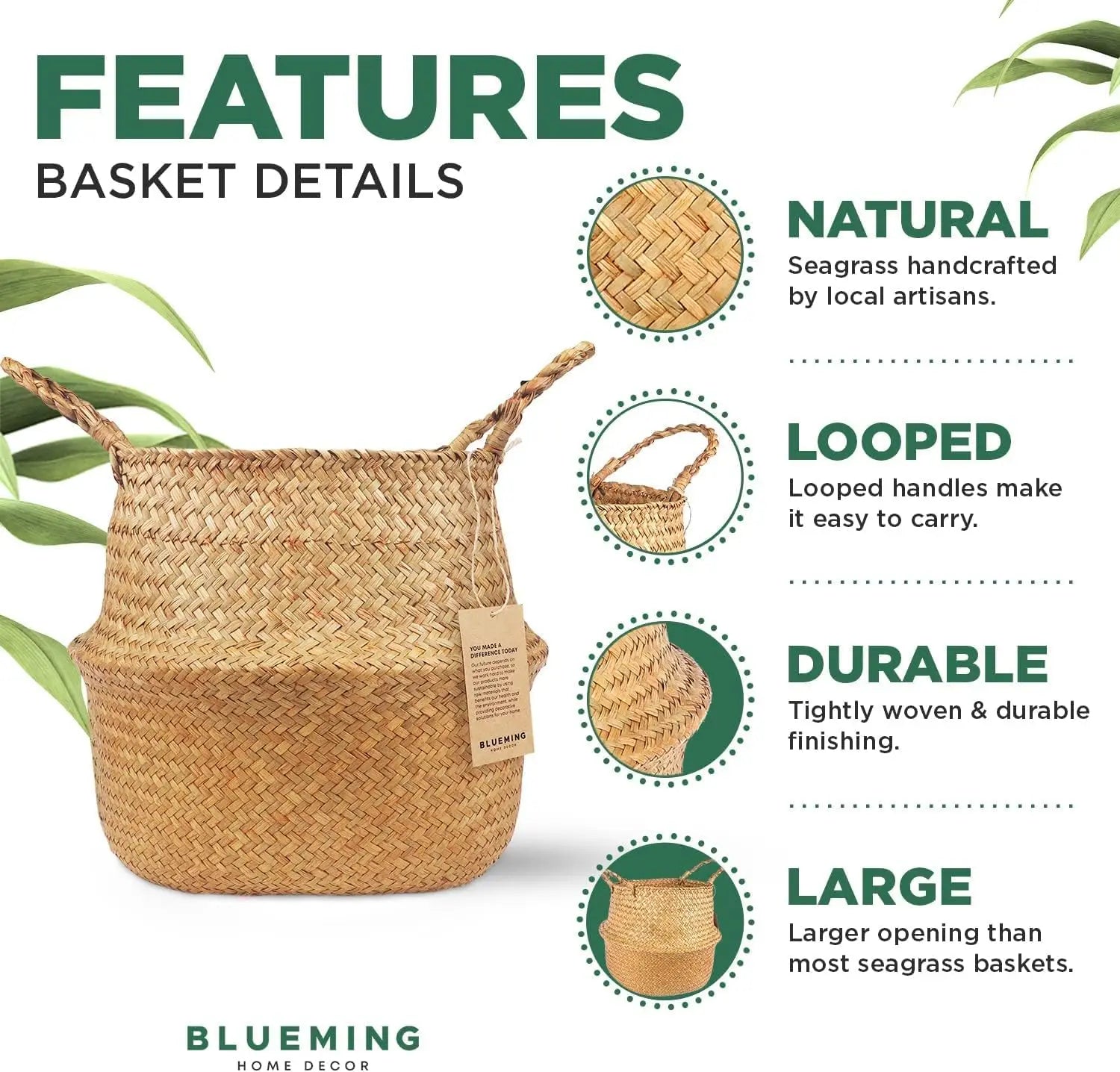Willow Haven Woven Planter Basket – Decorative Indoor Pot Cover