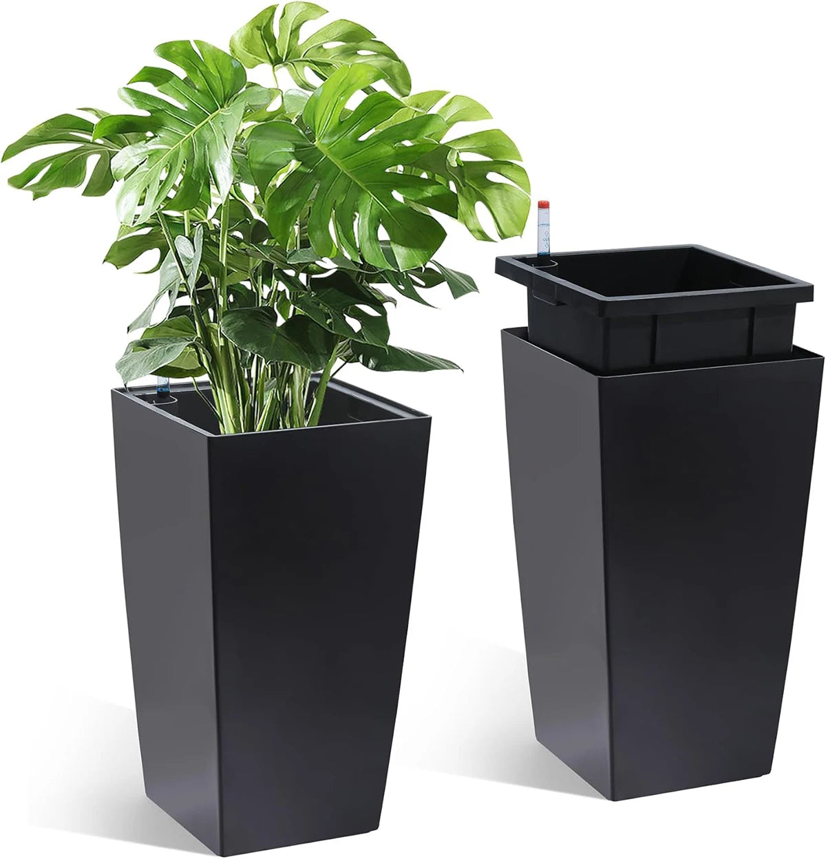 Haven Ridge Modern Self-Watering Rectangular Planter Set – 2 Piece