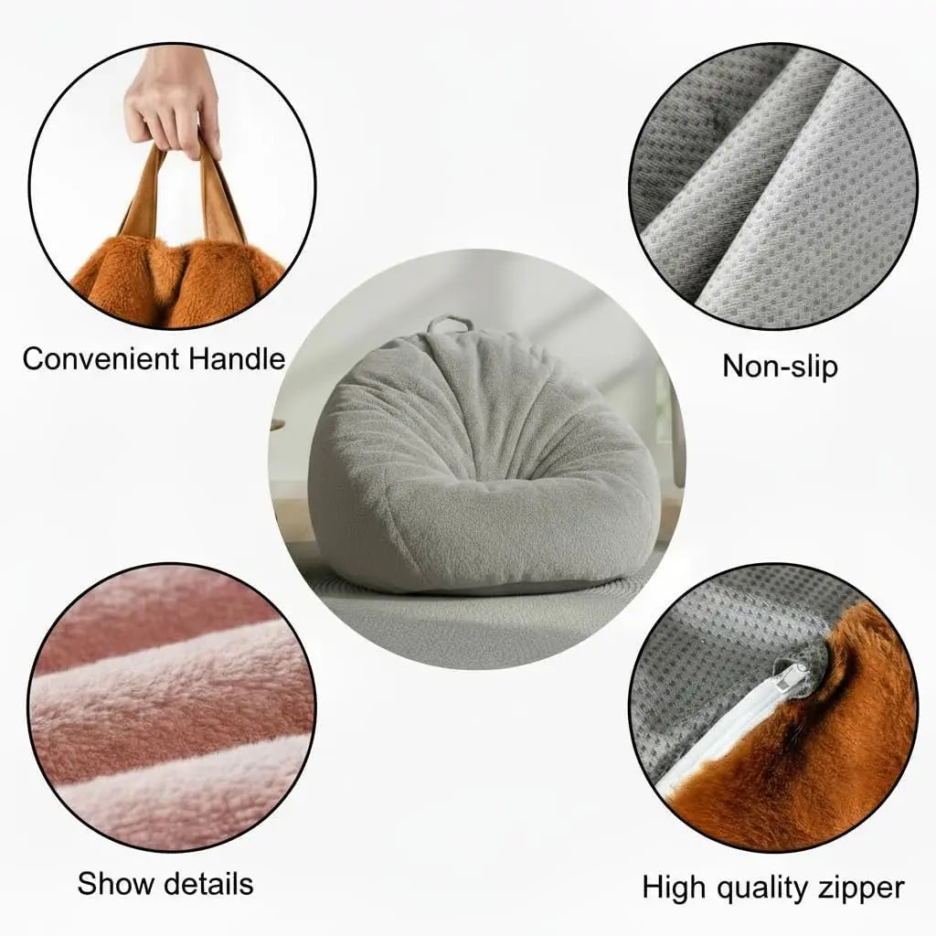 CloudNest Faux Fur Bean Bag Lounge Chair Cover