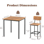 5 Piece Dining Table Set with 4 Chairs, Industrial Space Saving Kitchen Dinette for Apartment, Brown